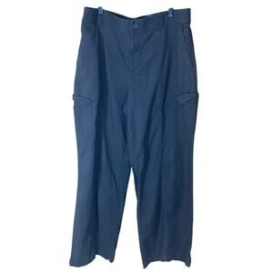 LOFT Outlet High Rise Wide Leg Cargo Pants Black Size 14 Pockets Soft